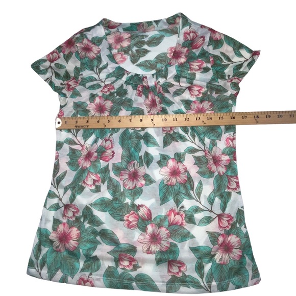 Kim Rogers Boho Floral Tropical Lightweight Semi Sheer Top - Women’s Small - Picture 3 of 9